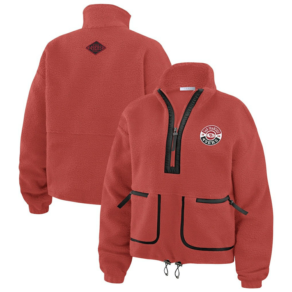 San Francisco 49ers WEAR by Erin Andrews Women's Polar Fleece Half-Zip Jacket Scarlet