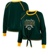 Green Bay Packers WEAR by Erin Andrews Women's Tie-Front Long Sleeve Top Green/Gold