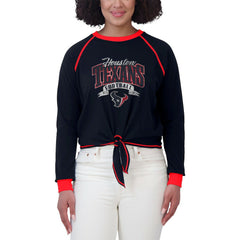 Houston Texans WEAR by Erin Andrews Women's Tie-Front Long Sleeve Top Navy/Red