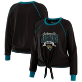Jacksonville Jaguars WEAR by Erin Andrews Women's Tie-Front Long Sleeve Top Black/Teal
