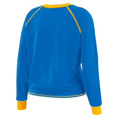Los Angeles Chargers WEAR by Erin Andrews Women's Tie-Front Long Sleeve Top Powder Blue/Yellow