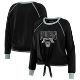 Las Vegas Raiders WEAR by Erin Andrews Women's Tie-Front Long Sleeve Top Black/Gray