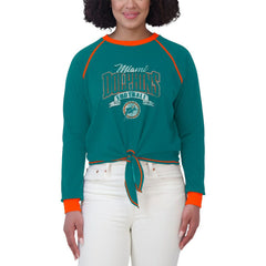 Miami Dolphins WEAR by Erin Andrews Women's Tie-Front Long Sleeve Top Aqua/Orange