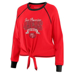 San Francisco 49ers WEAR by Erin Andrews Women's Tie-Front Long Sleeve Top Scarlet/Black