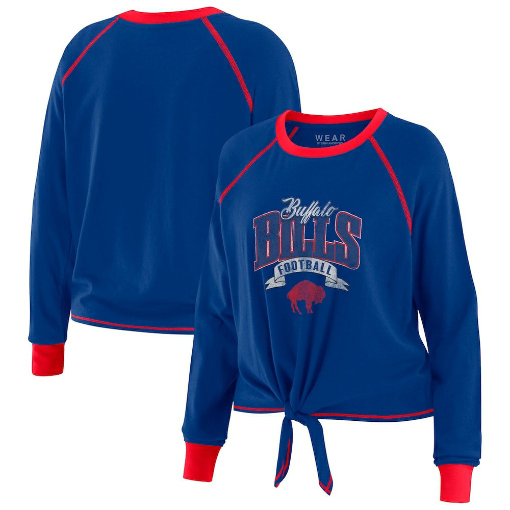 Buffalo Bills WEAR by Erin Andrews Women's Tie-Front Long Sleeve Top Royal/Red
