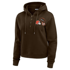 Cleveland Browns WEAR by Erin Andrews Women's Waffle Hoodie Pullover Top Brown