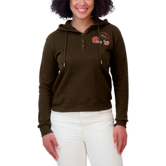Cleveland Browns WEAR by Erin Andrews Women's Waffle Hoodie Pullover Top Brown