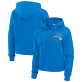 Los Angeles Chargers WEAR by Erin Andrews Women's Waffle Hoodie Pullover Top Powder Blue