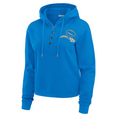 Los Angeles Chargers WEAR by Erin Andrews Women's Waffle Hoodie Pullover Top Powder Blue