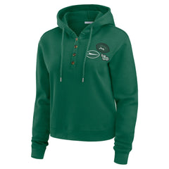 New York Jets WEAR by Erin Andrews Women's Waffle Hoodie Pullover Top Green