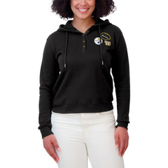 Pittsburgh Steelers WEAR by Erin Andrews Women's Waffle Hoodie Pullover Top Black
