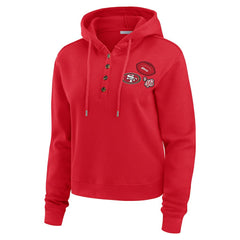 San Francisco 49ers WEAR by Erin Andrews Women's Waffle Hoodie Pullover Top Scarlet