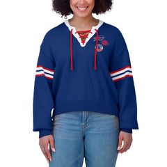 Buffalo Bills WEAR by Erin Andrews Women's Lace-Up Pullover Sweatshirt Royal