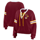 Washington Commanders WEAR by Erin Andrews Women's Lace-Up Pullover Sweatshirt Burgundy