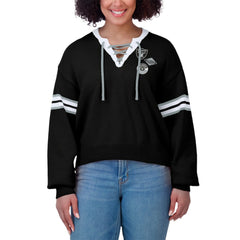 Las Vegas Raiders WEAR by Erin Andrews Women's Lace-Up Pullover Sweatshirt Black