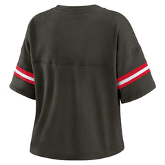 Tampa Bay Buccaneers WEAR by Erin Andrews Women's Color Block Boxy Modest Crop V-Neck T-Shirt Orange