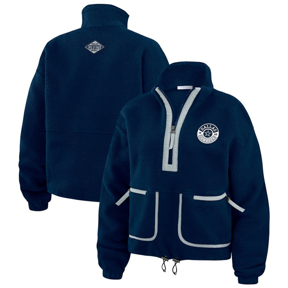 Dallas Cowboys WEAR by Erin Andrews Women's Polar Fleece Half-Zip Jacket Navy