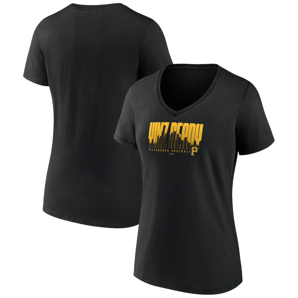 Pittsburgh Pirates Fanatics Women's Yinz Ready V-Neck T-Shirt - Black T-shirts