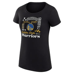 Golden State Warriors G-III 4Her by Carl Banks Women's Super-Slim Fit Lightweight Team Name Collage Graphic T-Shirt Black