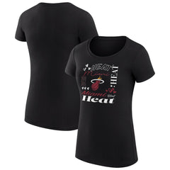 Miami Heat G-III 4Her by Carl Banks Women's Super-Slim Fit Lightweight Team Name Collage Graphic T-Shirt Black