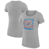 Oklahoma City Thunder G-III 4Her by Carl Banks Women's Super-Slim Fit Lightweight Team Name Collage Graphic T-Shirt Heather Gray