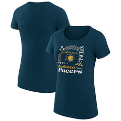 Indiana Pacers G-III 4Her by Carl Banks Women's Super-Slim Fit Lightweight Team Name Collage Graphic T-Shirt Navy