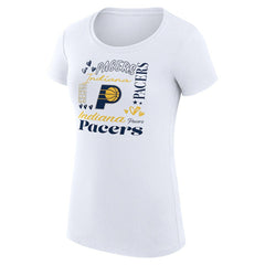 Indiana Pacers G-III 4Her by Carl Banks Women's Super-Slim Fit Lightweight Team Name Collage Graphic T-Shirt White