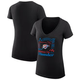 Oklahoma City Thunder G-III 4Her by Carl Banks Women's Super-Slim Fit Lightweight Team Name Collage Graphic V-Neck T-Shirt Black