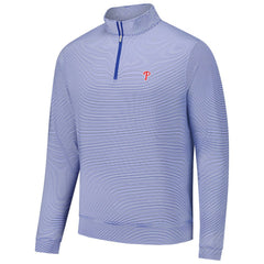 Philadelphia Phillies Peter Millar Perth Sugar Stripe Performance Quarter-Zip Top - Royal Tops