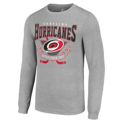 NHL Carolina Hurricanes Starter '80s Inspired Team Logo Long Sleeve T-Shirt - Heather Gray