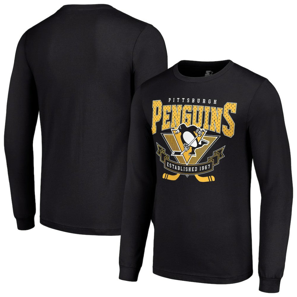 NHL Pittsburgh Penguins Starter Team Logo Graphic Long Sleeve T-Shirt - Black