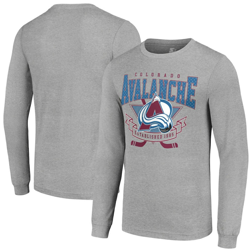 NHL Colorado Avalanche Starter '80s Inspired Team Logo Long Sleeve T-Shirt - Heather Gray