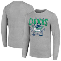 NHL Vancouver Canucks Starter '80s Inspired Team Logo Long Sleeve T-Shirt - Heather Gray