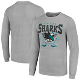 NHL San Jose Sharks Starter '80s Inspired Team Logo Long Sleeve T-Shirt - Heather Gray