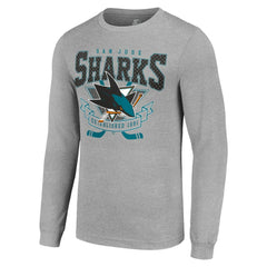 NHL San Jose Sharks Starter '80s Inspired Team Logo Long Sleeve T-Shirt - Heather Gray