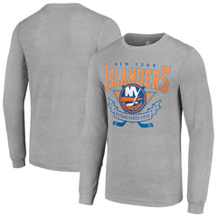 NHL New York Islanders Starter '80s Inspired Team Logo Long Sleeve T-Shirt - Heather Gray