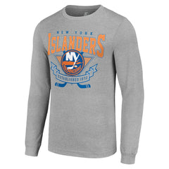 NHL New York Islanders Starter '80s Inspired Team Logo Long Sleeve T-Shirt - Heather Gray