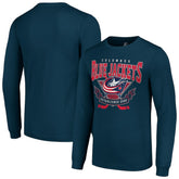 NHL Columbus Blue Jackets Starter Team Logo Graphic Long Sleeve T-Shirt - Navy