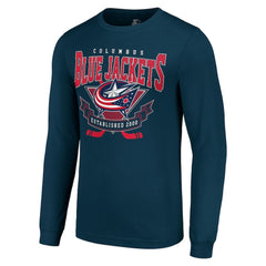 NHL Columbus Blue Jackets Starter Team Logo Graphic Long Sleeve T-Shirt - Navy