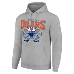 NHL Edmonton Oilers Starter Team Logo Graphic Fleece Tri-Blend Pullover Hoodie - Heather Gray