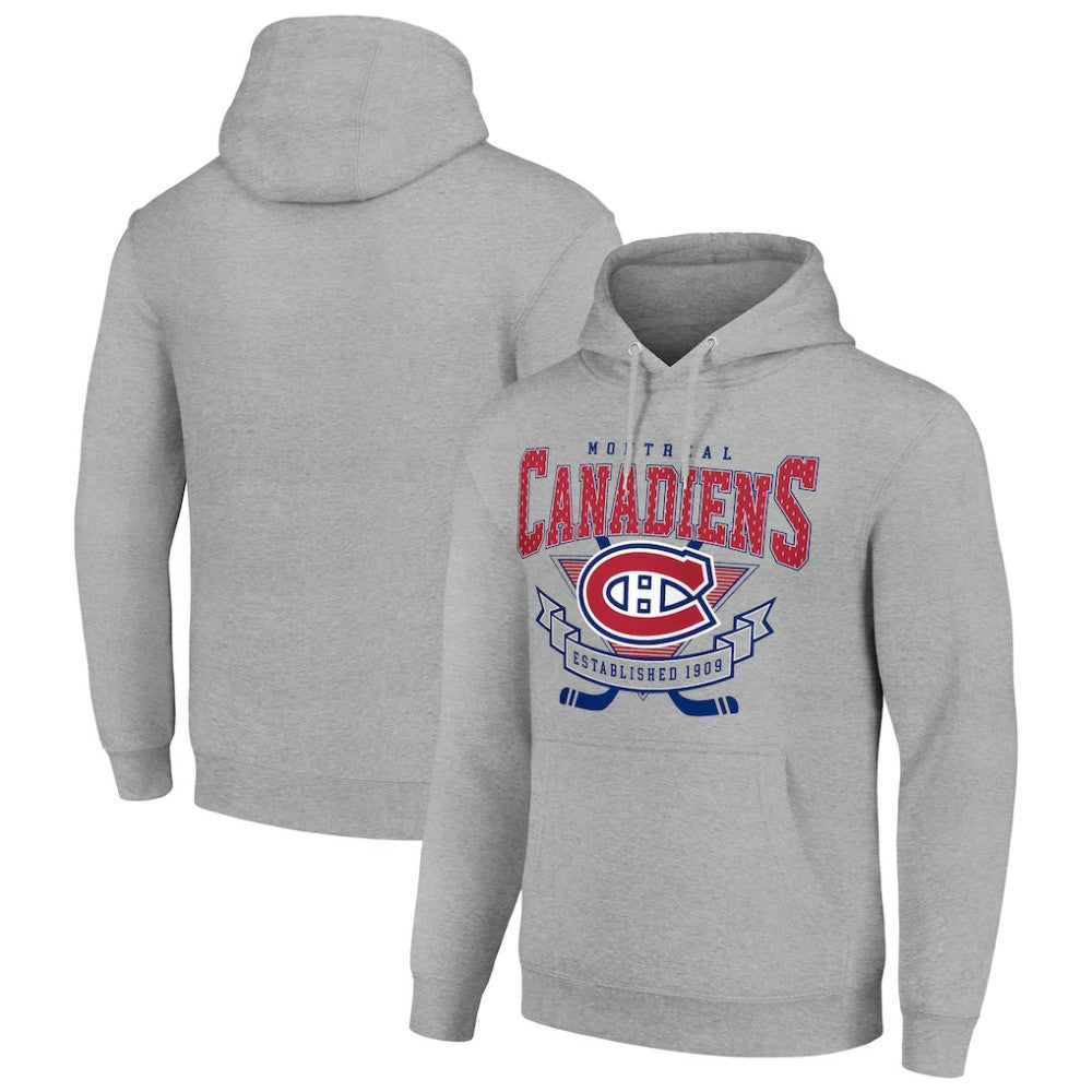 NHL Montreal Canadiens Starter Team Logo Graphic Fleece Tri-Blend Pullover Hoodie - Heather Gray