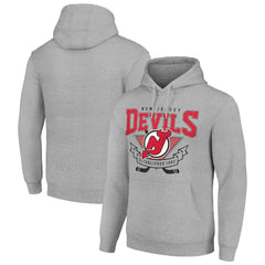 NHL New Jersey Devils Starter Team Logo Graphic Fleece Tri-Blend Pullover Hoodie - Heather Gray