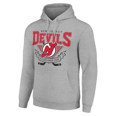 NHL New Jersey Devils Starter Team Logo Graphic Fleece Tri-Blend Pullover Hoodie - Heather Gray