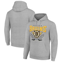 NHL Boston Bruins Starter Team Logo Graphic Fleece Tri-Blend Pullover Hoodie - Heather Gray