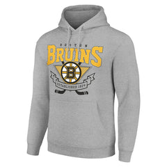 NHL Boston Bruins Starter Team Logo Graphic Fleece Tri-Blend Pullover Hoodie - Heather Gray