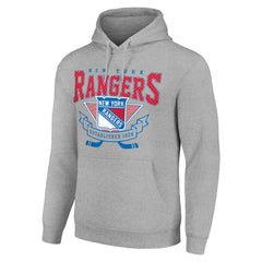 NHL New York Rangers Starter Team Logo Graphic Fleece Tri-Blend Pullover Hoodie - Heather Gray