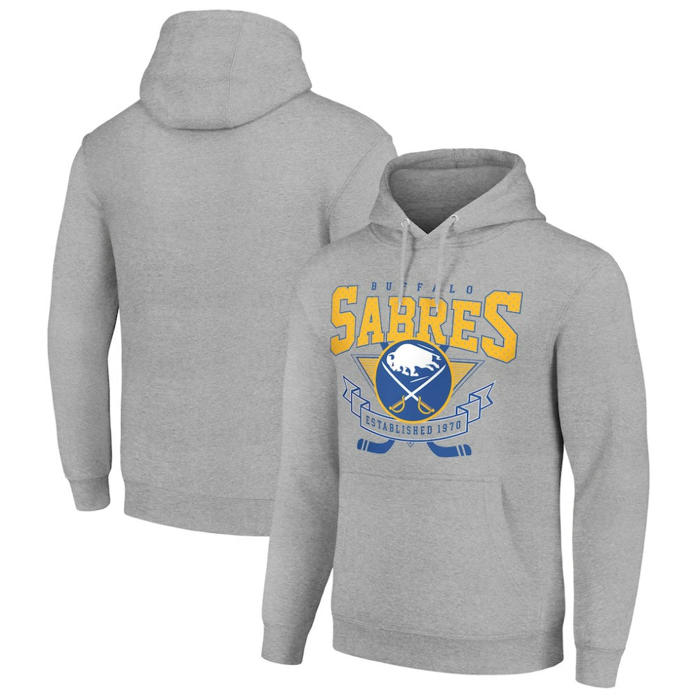 NHL Buffalo Sabres Starter Team Logo Graphic Fleece Tri-Blend Pullover Hoodie - Heather Gray