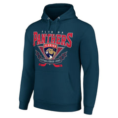 NHL Florida Panthers Starter Team Logo Graphic Fleece Tri-Blend Pullover Hoodie - Navy