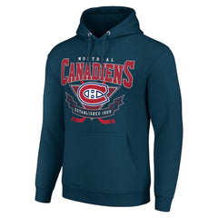 NHL Montreal Canadiens Starter Team Logo Graphic Fleece Tri-Blend Pullover Hoodie - Navy