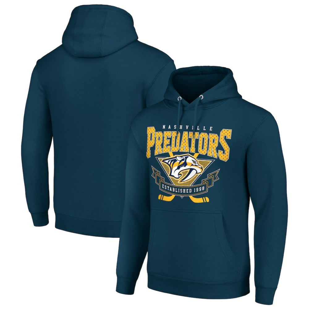 NHL Nashville Predators Starter Team Logo Graphic Fleece Tri-Blend Pullover Hoodie - Navy